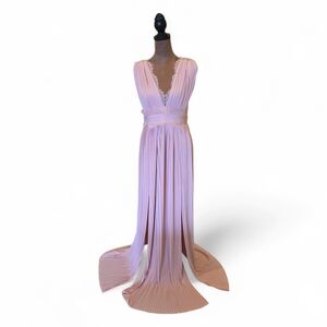 ASOS Blush Maxi Dress Pink Maternity Dress With Lace Trim And Two Front Splits